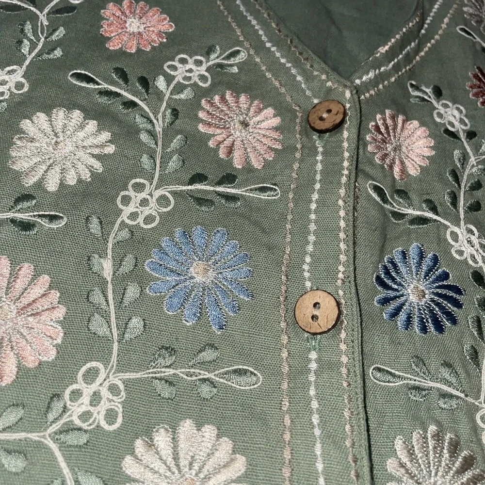Vintage Paul Harris Design Floral Embroidery Vest Cottagecore Size Medium - Picture 3 of 4